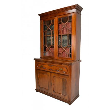 Viktorianischer antiker Aufsatzsekretär Nussbaum Bücherschrank britisch ca 1890