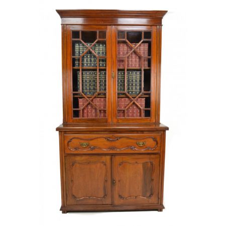 Viktorianischer antiker Aufsatzsekretär Nussbaum Bücherschrank britisch ca 1890