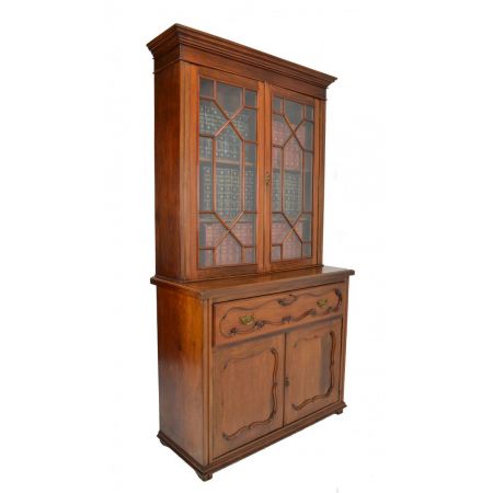 Viktorianischer antiker Aufsatzsekretär Nussbaum Bücherschrank britisch ca 1890