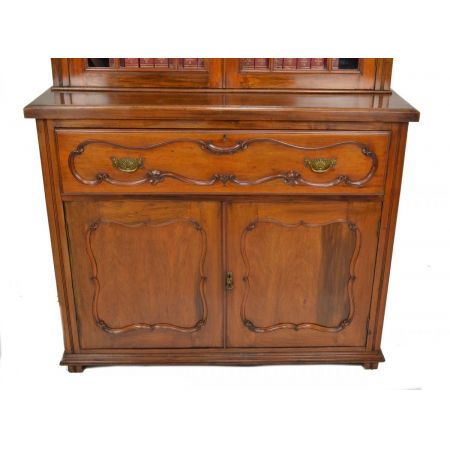 Viktorianischer antiker Aufsatzsekretär Nussbaum Bücherschrank britisch ca 1890