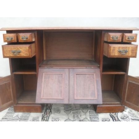 Viktorianischer antiker Eichen Mahagoni Schreibtisch ca 1860