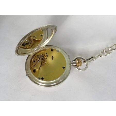 Antike britische Echtsilber Taschenuhr Kettenuhr 1910