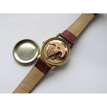 Antike Omega Herren Armbanduhr Uhr Leder Echtleder Gold ca 1959