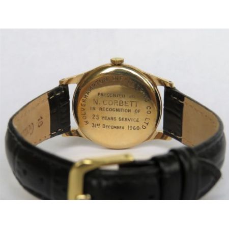 Antike britische Gold Armbanduhr Herren Uhr Leder Echtleder 1959