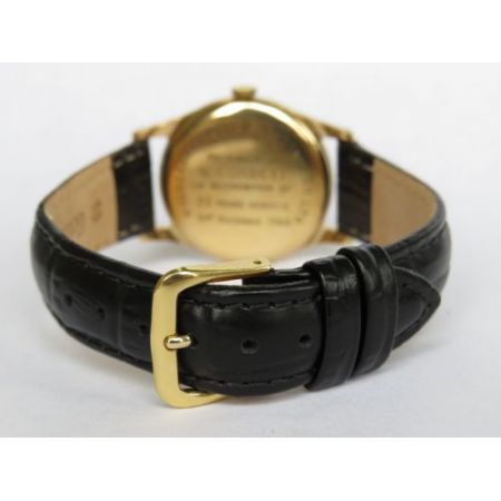 Antike britische Gold Armbanduhr Herren Uhr Leder Echtleder 1959