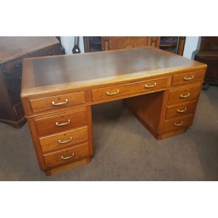 Antiker britischer Art Deco Schreibtisch Eiche ca 1930