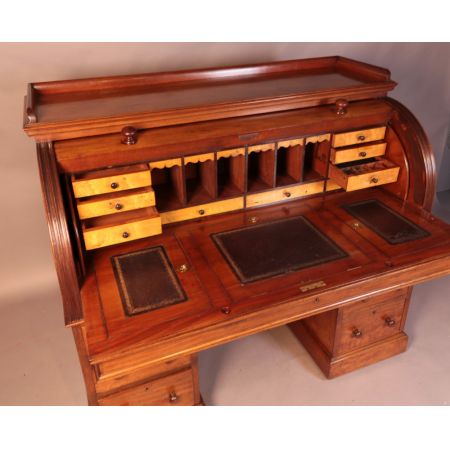 Viktorianischer Mahagoni Sekretär Cylinder Desk antik ca 1860