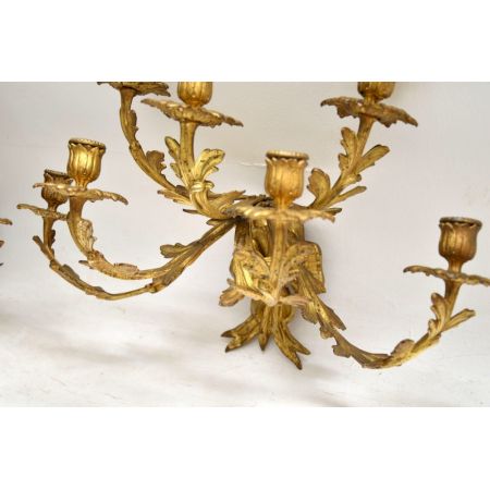 Antike französische Bronze Wandleuchten Kandelaber ca 1860