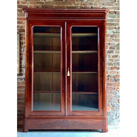 Antiker französischer Mahagoni Bücherschrank Vitrine ca 1875