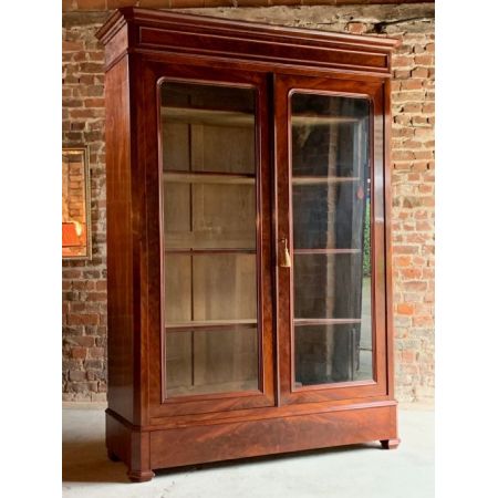 Antiker französischer Mahagoni Bücherschrank Vitrine ca 1875