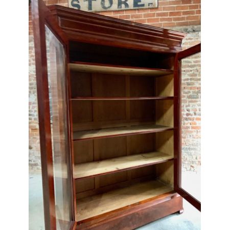 Antiker französischer Mahagoni Bücherschrank Vitrine ca 1875