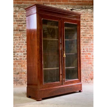 Antiker französischer Mahagoni Bücherschrank Vitrine ca 1875