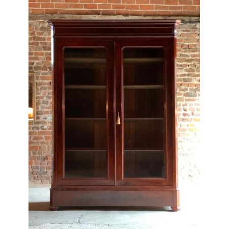 Antiker französischer Mahagoni Bücherschrank Vitrine ca 1875