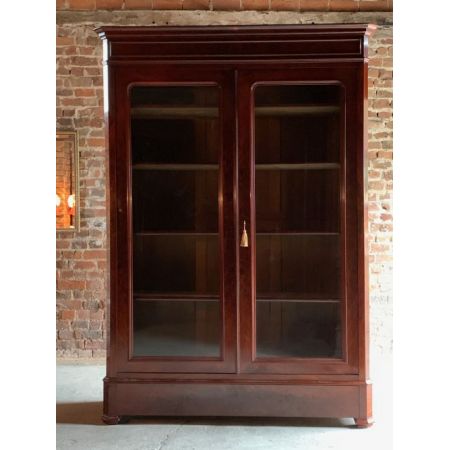 Antiker französischer Mahagoni Bücherschrank Vitrine ca 1875