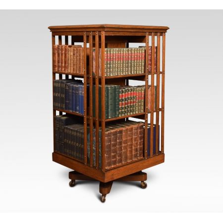 Antikes britisches Eichen Revolving Bookcase Bücherregal ca 1890