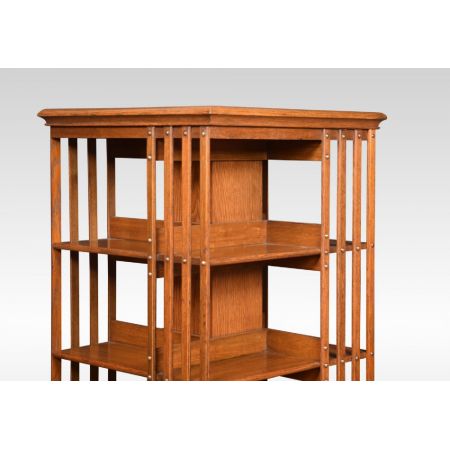 Antikes britisches Eichen Revolving Bookcase Bücherregal ca 1890
