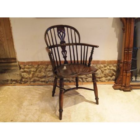 Georgianischer antiker Ulmen Eichen Stuhl Windsor Landhaus ca 1820