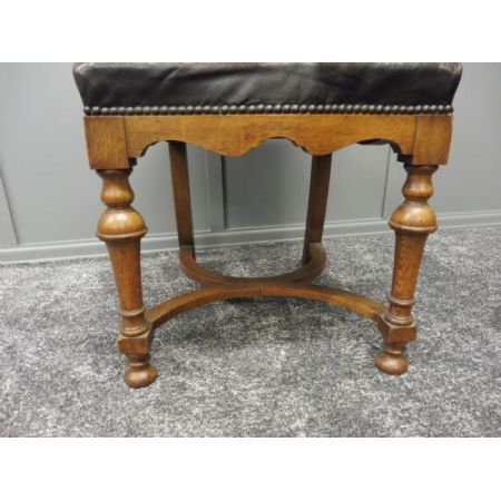 Edwardianische antike Eichen Esszimmerstühle Echtleder englisch ca 1910