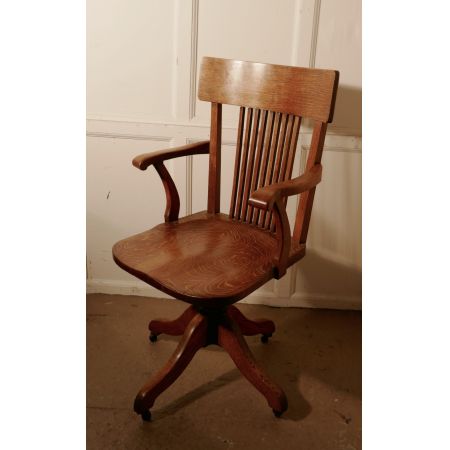 Edwardianischer antiker Eichen Bürostuhl Schreibtischstuhl britisch ca 1890