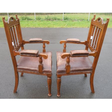 Edwardianische Eichen Stühle Küchenstühle antik britisch ca 1900