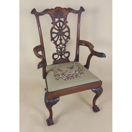 Edwardianischer antiker Mahagoni Stuhl Küchenstuhl britisch ca 1910