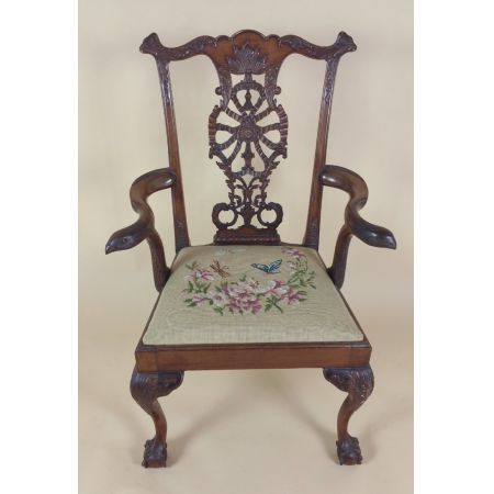 Edwardianischer antiker Mahagoni Stuhl Küchenstuhl britisch ca 1910