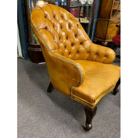 Edwardianischer antiker Chesterfield Ledersessel Echtleder Sessel britisch ca 1890