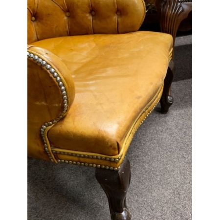 Edwardianischer antiker Chesterfield Ledersessel Echtleder Sessel britisch ca 1890