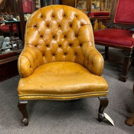 Edwardianischer antiker Chesterfield Ledersessel Echtleder Sessel britisch ca 1890