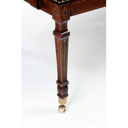 Edwardianische antike Mahagoni Sitzbank Echtleder Lederbank britisch ca 1890