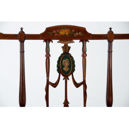 Edwardianische antike Mahagoni Sitzbank Echtleder Lederbank britisch ca 1890