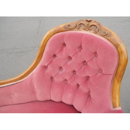 Viktorianische antike Nussbaum Chaiselongue Stoff Velours britisch ca 1860