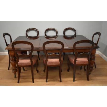 Viktorianischer antiker Mahagoni Esstisch Stühle britisch ca 1860