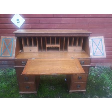 Edwardianischer antiker Eichen Schreibtisch englisch ca 1890