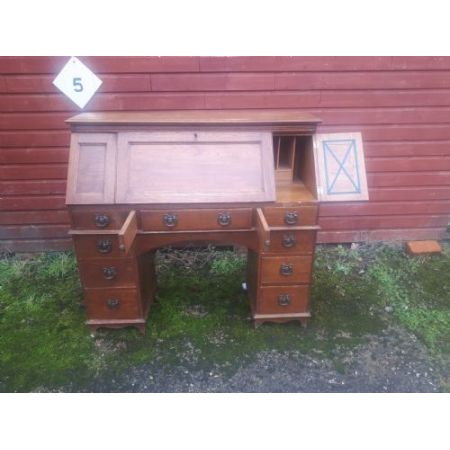 Edwardianischer antiker Eichen Schreibtisch englisch ca 1890