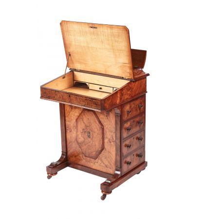 Viktorianischer antiker Davenport Schreibtisch Nussbaum ca 1860