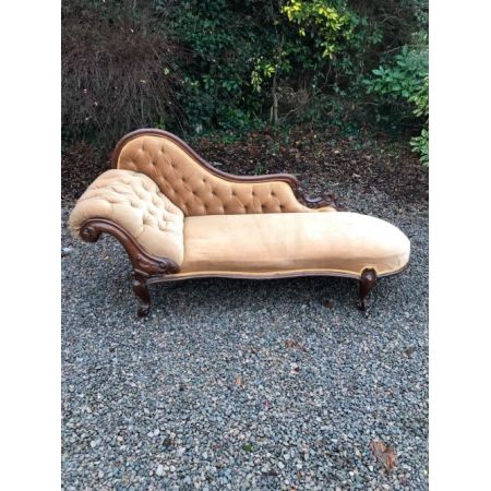 Viktorianische antike Mahagoni Chaiselongue Stoff ca 1860