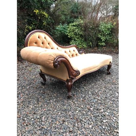 Viktorianische antike Mahagoni Chaiselongue Stoff ca 1860