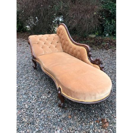 Viktorianische antike Mahagoni Chaiselongue Stoff ca 1860