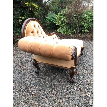 Viktorianische antike Mahagoni Chaiselongue Stoff ca 1860