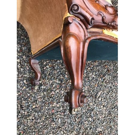 Viktorianische antike Mahagoni Chaiselongue Stoff ca 1860