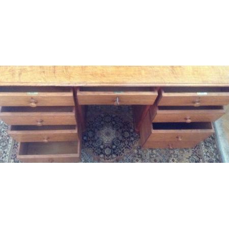 Antiker britischer Eichen Schreibtisch ca 1860