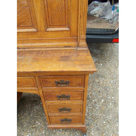 Antiker britischer Eichen Schreibtisch ca 1900