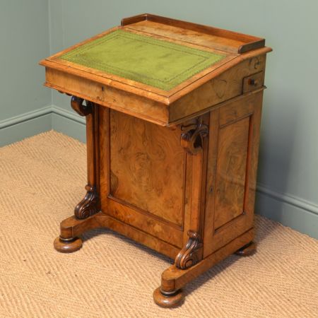 Viktorianischer antiker Nussbaum Schreibtisch Davenport britisch ca 1860