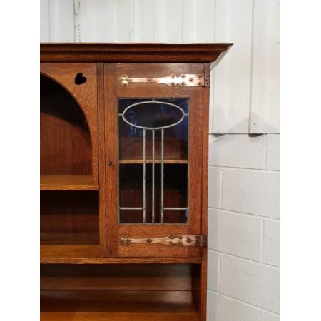 Antiker viktorianischer Arts & Crafts Bücherschrank Eiche englisch ca 1890