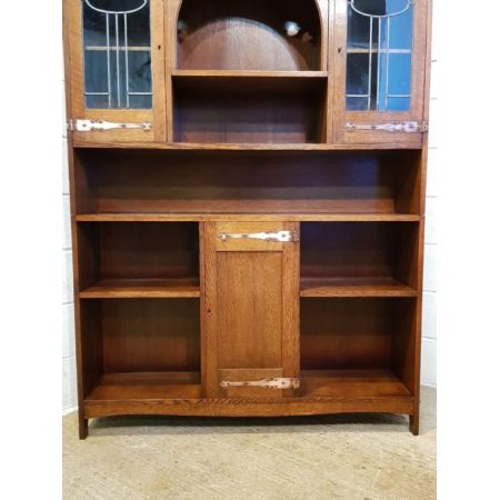 Antiker viktorianischer Arts & Crafts Bücherschrank Eiche englisch ca 1890