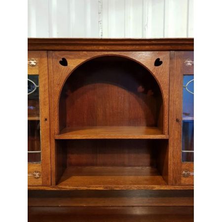 Antiker viktorianischer Arts & Crafts Bücherschrank Eiche englisch ca 1890