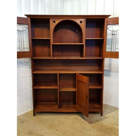 Antiker viktorianischer Arts & Crafts Bücherschrank Eiche englisch ca 1890