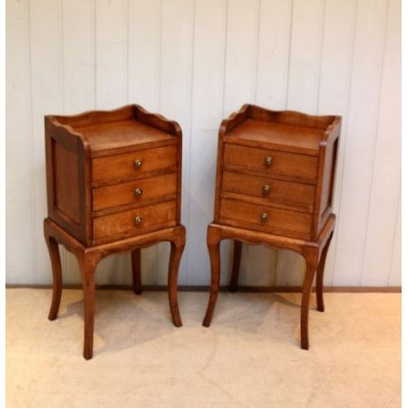 Antike britische Nachtschränke Beistelltische Eiche ca 1930