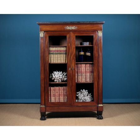 Französischer antiker Mahagoni Bücherschrank Vitrine ca 1810